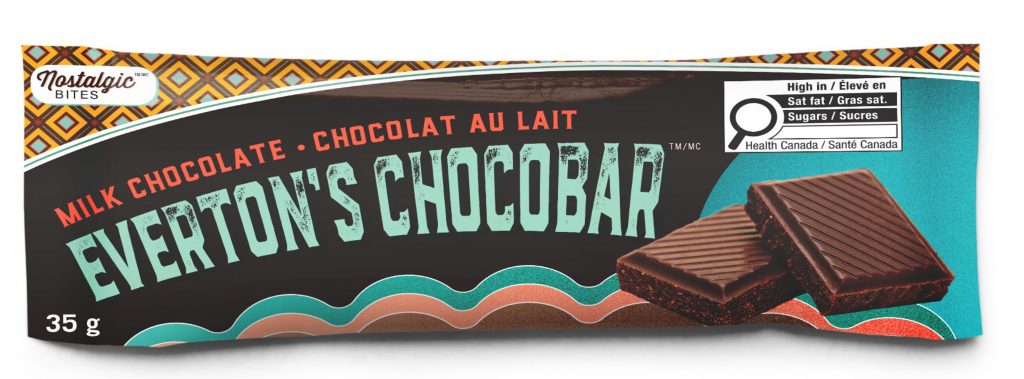 Sample chocolate bar with the front-of-package symbol for high saturated fat and sugars