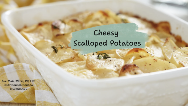 a dish of baked scalloped potatoes